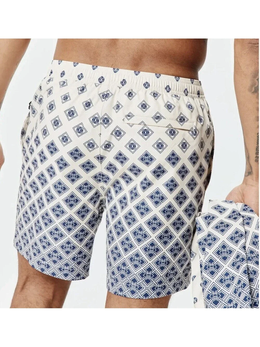 NEW! Psycho Bunny Psycho Bunny Tobias Geo Print Swim Trunks XL NWT